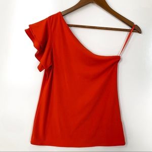 Banana Republic One Shoulder Red Blouse